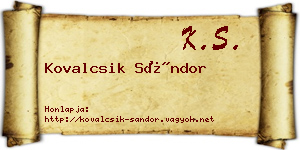 Kovalcsik Sándor névjegykártya